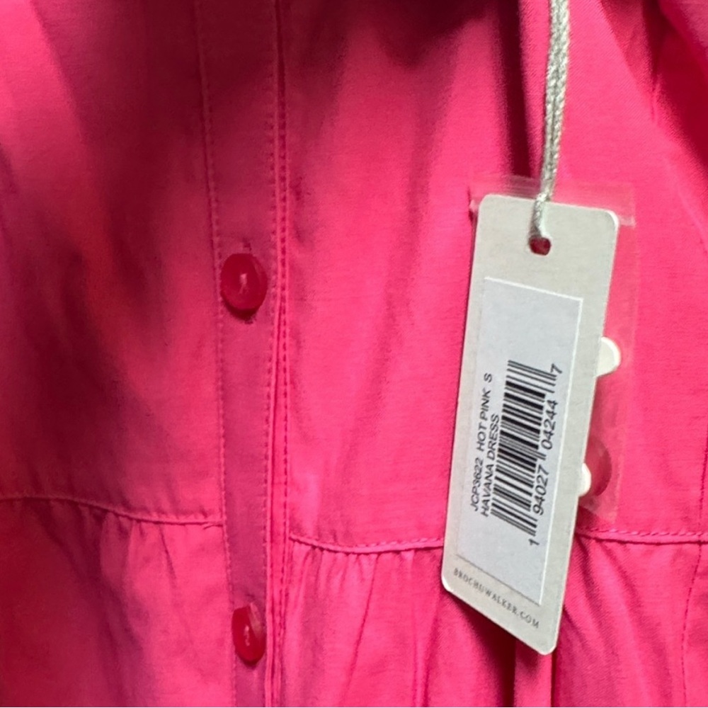 NWT [Brochu Walker] Havana Short-Sleeved Button-Up Dress Hot Pink Women’s Small - Picture 7 of 10